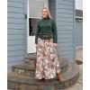 image:imageArolina Maxi Skirt for Women Summer Boho Elastic High Waist Pleated ALine Flowy Ruffle Swing Tiered Long Beach Skirt DressCoffee Floral