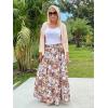image:imageArolina Maxi Skirt for Women Summer Boho Elastic High Waist Pleated ALine Flowy Ruffle Swing Tiered Long Beach Skirt DressCoffee Floral