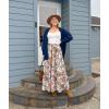 image:imageArolina Maxi Skirt for Women Summer Boho Elastic High Waist Pleated ALine Flowy Ruffle Swing Tiered Long Beach Skirt DressCoffee Floral