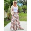 image:imageArolina Maxi Skirt for Women Summer Boho Elastic High Waist Pleated ALine Flowy Ruffle Swing Tiered Long Beach Skirt DressCoffee Floral