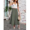 image:imageArolina Maxi Skirt for Women Summer Boho Elastic High Waist Pleated ALine Flowy Ruffle Swing Tiered Long Beach Skirt DressGreen