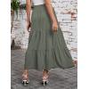 image:imageArolina Maxi Skirt for Women Summer Boho Elastic High Waist Pleated ALine Flowy Ruffle Swing Tiered Long Beach Skirt DressGreen