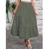 image:imageArolina Maxi Skirt for Women Summer Boho Elastic High Waist Pleated ALine Flowy Ruffle Swing Tiered Long Beach Skirt DressGreen