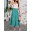 image:imageArolina Maxi Skirt for Women Summer Boho Elastic High Waist Pleated ALine Flowy Ruffle Swing Tiered Long Beach Skirt DressLake