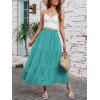 image:imageArolina Maxi Skirt for Women Summer Boho Elastic High Waist Pleated ALine Flowy Ruffle Swing Tiered Long Beach Skirt DressLake