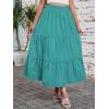 image:imageArolina Maxi Skirt for Women Summer Boho Elastic High Waist Pleated ALine Flowy Ruffle Swing Tiered Long Beach Skirt DressLake