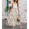 image:imageArolina Maxi Skirt for Women Summer Boho Elastic High Waist Pleated ALine Flowy Ruffle Swing Tiered Long Beach Skirt DressLeaves and Flowers