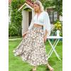 image:imageArolina Maxi Skirt for Women Summer Boho Elastic High Waist Pleated ALine Flowy Ruffle Swing Tiered Long Beach Skirt DressLeaves and Flowers