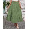 image:imageArolina Maxi Skirt for Women Summer Boho Elastic High Waist Pleated ALine Flowy Ruffle Swing Tiered Long Beach Skirt DressLight Army Green