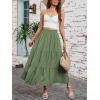 image:imageArolina Maxi Skirt for Women Summer Boho Elastic High Waist Pleated ALine Flowy Ruffle Swing Tiered Long Beach Skirt DressLight Army Green