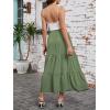 image:imageArolina Maxi Skirt for Women Summer Boho Elastic High Waist Pleated ALine Flowy Ruffle Swing Tiered Long Beach Skirt DressLight Army Green