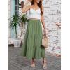 image:imageArolina Maxi Skirt for Women Summer Boho Elastic High Waist Pleated ALine Flowy Ruffle Swing Tiered Long Beach Skirt DressLight Army Green