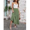 image:imageArolina Maxi Skirt for Women Summer Boho Elastic High Waist Pleated ALine Flowy Ruffle Swing Tiered Long Beach Skirt DressLight Army Green