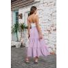 image:imageArolina Maxi Skirt for Women Summer Boho Elastic High Waist Pleated ALine Flowy Ruffle Swing Tiered Long Beach Skirt DressLight Purple