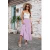 image:imageArolina Maxi Skirt for Women Summer Boho Elastic High Waist Pleated ALine Flowy Ruffle Swing Tiered Long Beach Skirt DressLight Purple