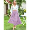image:imageArolina Maxi Skirt for Women Summer Boho Elastic High Waist Pleated ALine Flowy Ruffle Swing Tiered Long Beach Skirt DressLight Purple With Pockets