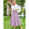 image:imageArolina Maxi Skirt for Women Summer Boho Elastic High Waist Pleated ALine Flowy Ruffle Swing Tiered Long Beach Skirt DressLight Purple With Pockets