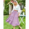 image:imageArolina Maxi Skirt for Women Summer Boho Elastic High Waist Pleated ALine Flowy Ruffle Swing Tiered Long Beach Skirt DressLight Purple With Pockets