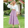 image:imageArolina Maxi Skirt for Women Summer Boho Elastic High Waist Pleated ALine Flowy Ruffle Swing Tiered Long Beach Skirt DressLight Purple With Pockets