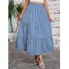 image:imageArolina Maxi Skirt for Women Summer Boho Elastic High Waist Pleated ALine Flowy Ruffle Swing Tiered Long Beach Skirt DressLightblue