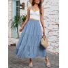 image:imageArolina Maxi Skirt for Women Summer Boho Elastic High Waist Pleated ALine Flowy Ruffle Swing Tiered Long Beach Skirt DressLightblue
