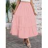 image:imageArolina Maxi Skirt for Women Summer Boho Elastic High Waist Pleated ALine Flowy Ruffle Swing Tiered Long Beach Skirt DressLightpink