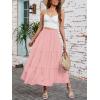 image:imageArolina Maxi Skirt for Women Summer Boho Elastic High Waist Pleated ALine Flowy Ruffle Swing Tiered Long Beach Skirt DressLightpink