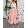 image:imageArolina Maxi Skirt for Women Summer Boho Elastic High Waist Pleated ALine Flowy Ruffle Swing Tiered Long Beach Skirt DressLightpink