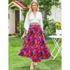 image:imageArolina Maxi Skirt for Women Summer Boho Elastic High Waist Pleated ALine Flowy Ruffle Swing Tiered Long Beach Skirt DressMulticolor Print
