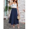 image:imageArolina Maxi Skirt for Women Summer Boho Elastic High Waist Pleated ALine Flowy Ruffle Swing Tiered Long Beach Skirt DressNavyblue