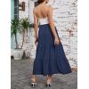 image:imageArolina Maxi Skirt for Women Summer Boho Elastic High Waist Pleated ALine Flowy Ruffle Swing Tiered Long Beach Skirt DressNavyblue