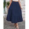 image:imageArolina Maxi Skirt for Women Summer Boho Elastic High Waist Pleated ALine Flowy Ruffle Swing Tiered Long Beach Skirt DressNavyblue