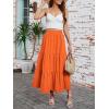 image:imageArolina Maxi Skirt for Women Summer Boho Elastic High Waist Pleated ALine Flowy Ruffle Swing Tiered Long Beach Skirt DressOrange