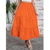image:imageArolina Maxi Skirt for Women Summer Boho Elastic High Waist Pleated ALine Flowy Ruffle Swing Tiered Long Beach Skirt DressOrange