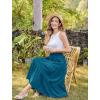 image:imageArolina Maxi Skirt for Women Summer Boho Elastic High Waist Pleated ALine Flowy Ruffle Swing Tiered Long Beach Skirt DressPeacock Blue