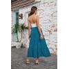 image:imageArolina Maxi Skirt for Women Summer Boho Elastic High Waist Pleated ALine Flowy Ruffle Swing Tiered Long Beach Skirt DressPeacock Blue