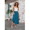 image:imageArolina Maxi Skirt for Women Summer Boho Elastic High Waist Pleated ALine Flowy Ruffle Swing Tiered Long Beach Skirt DressPeacock Blue