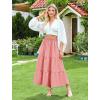 image:imageArolina Maxi Skirt for Women Summer Boho Elastic High Waist Pleated ALine Flowy Ruffle Swing Tiered Long Beach Skirt DressPink With Pockets