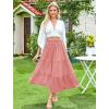 image:imageArolina Maxi Skirt for Women Summer Boho Elastic High Waist Pleated ALine Flowy Ruffle Swing Tiered Long Beach Skirt DressPink With Pockets