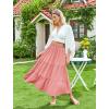 image:imageArolina Maxi Skirt for Women Summer Boho Elastic High Waist Pleated ALine Flowy Ruffle Swing Tiered Long Beach Skirt DressPink With Pockets