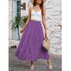 image:imageArolina Maxi Skirt for Women Summer Boho Elastic High Waist Pleated ALine Flowy Ruffle Swing Tiered Long Beach Skirt DressPurple