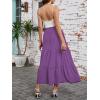 image:imageArolina Maxi Skirt for Women Summer Boho Elastic High Waist Pleated ALine Flowy Ruffle Swing Tiered Long Beach Skirt DressPurple
