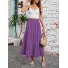 image:imageArolina Maxi Skirt for Women Summer Boho Elastic High Waist Pleated ALine Flowy Ruffle Swing Tiered Long Beach Skirt DressPurple