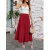 image:imageArolina Maxi Skirt for Women Summer Boho Elastic High Waist Pleated ALine Flowy Ruffle Swing Tiered Long Beach Skirt DressRed