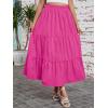 image:imageArolina Maxi Skirt for Women Summer Boho Elastic High Waist Pleated ALine Flowy Ruffle Swing Tiered Long Beach Skirt DressRose