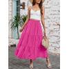 image:imageArolina Maxi Skirt for Women Summer Boho Elastic High Waist Pleated ALine Flowy Ruffle Swing Tiered Long Beach Skirt DressRose