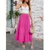 image:imageArolina Maxi Skirt for Women Summer Boho Elastic High Waist Pleated ALine Flowy Ruffle Swing Tiered Long Beach Skirt DressRose