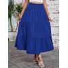 image:imageArolina Maxi Skirt for Women Summer Boho Elastic High Waist Pleated ALine Flowy Ruffle Swing Tiered Long Beach Skirt DressRoyalblue