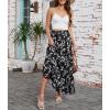 image:imageArolina Maxi Skirt for Women Summer Boho Elastic High Waist Pleated ALine Flowy Ruffle Swing Tiered Long Beach Skirt DressWhite Flower Black