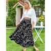 image:imageArolina Maxi Skirt for Women Summer Boho Elastic High Waist Pleated ALine Flowy Ruffle Swing Tiered Long Beach Skirt DressWhite Flower Black